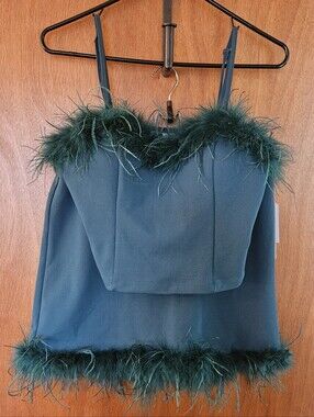 NWT Thirty/Thirty LA Feather Trim Two Piece Skirt Set Size Large